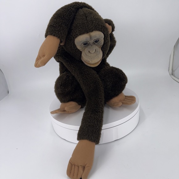Vintage Child's Playmate Monkey Plush 15.5" Hand Puppet Squeaker 1984 Chimp - Picture 11 of 17